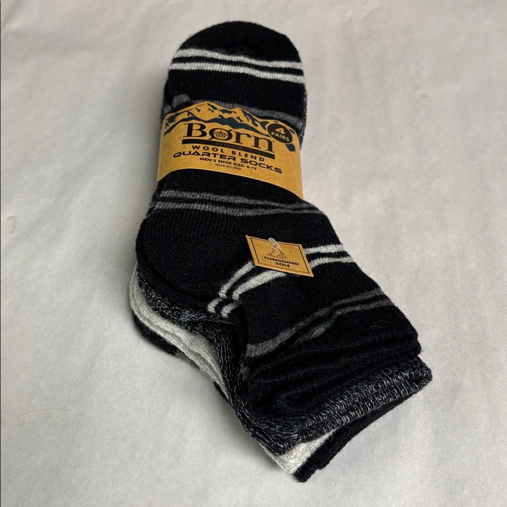 New Born Socks 4 Pair Men’s Wool Blend Quarter Socks Cushioned Casual Activewear - Picture 2 of 13
